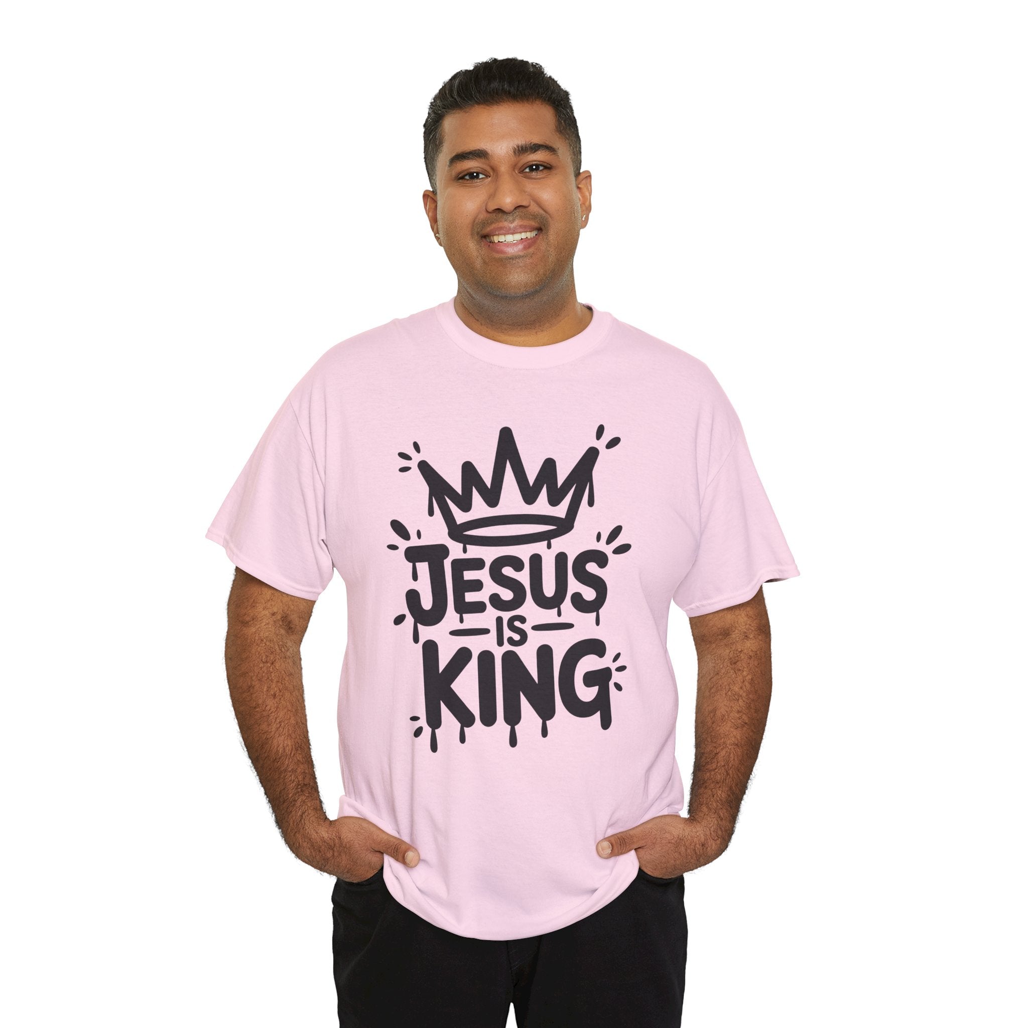 Jesus Is King Crown T-Shirt — Minimalist Christian Unisex Cotton Tee