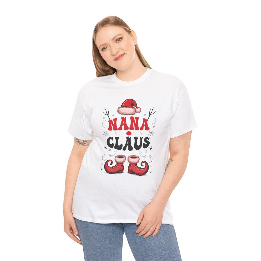 Nana Christmas T-Shirt — Santa Hat & Elf Boots Holiday Unisex Cotton Tee