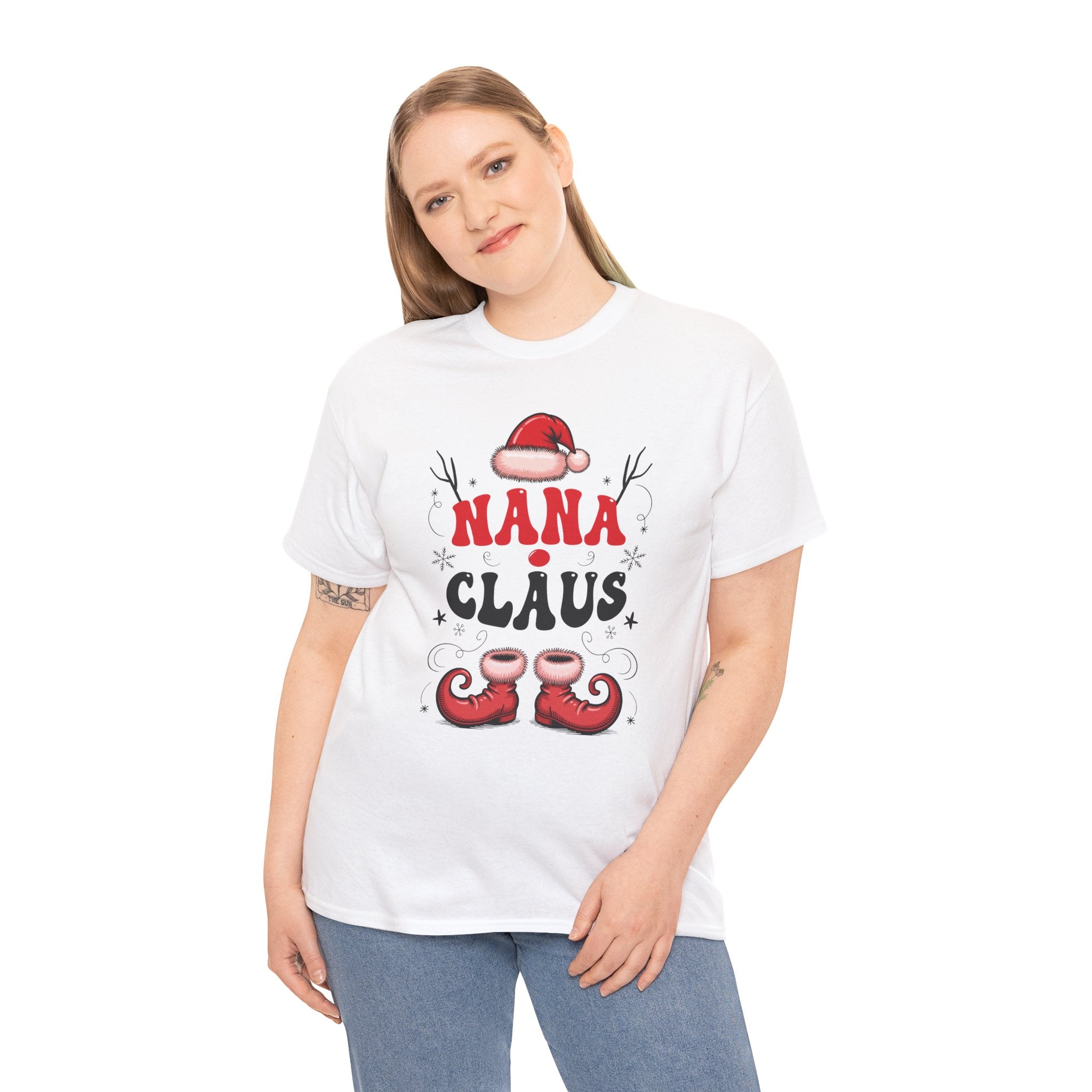 Nana Christmas T-Shirt — Santa Hat & Elf Boots Holiday Unisex Cotton Tee