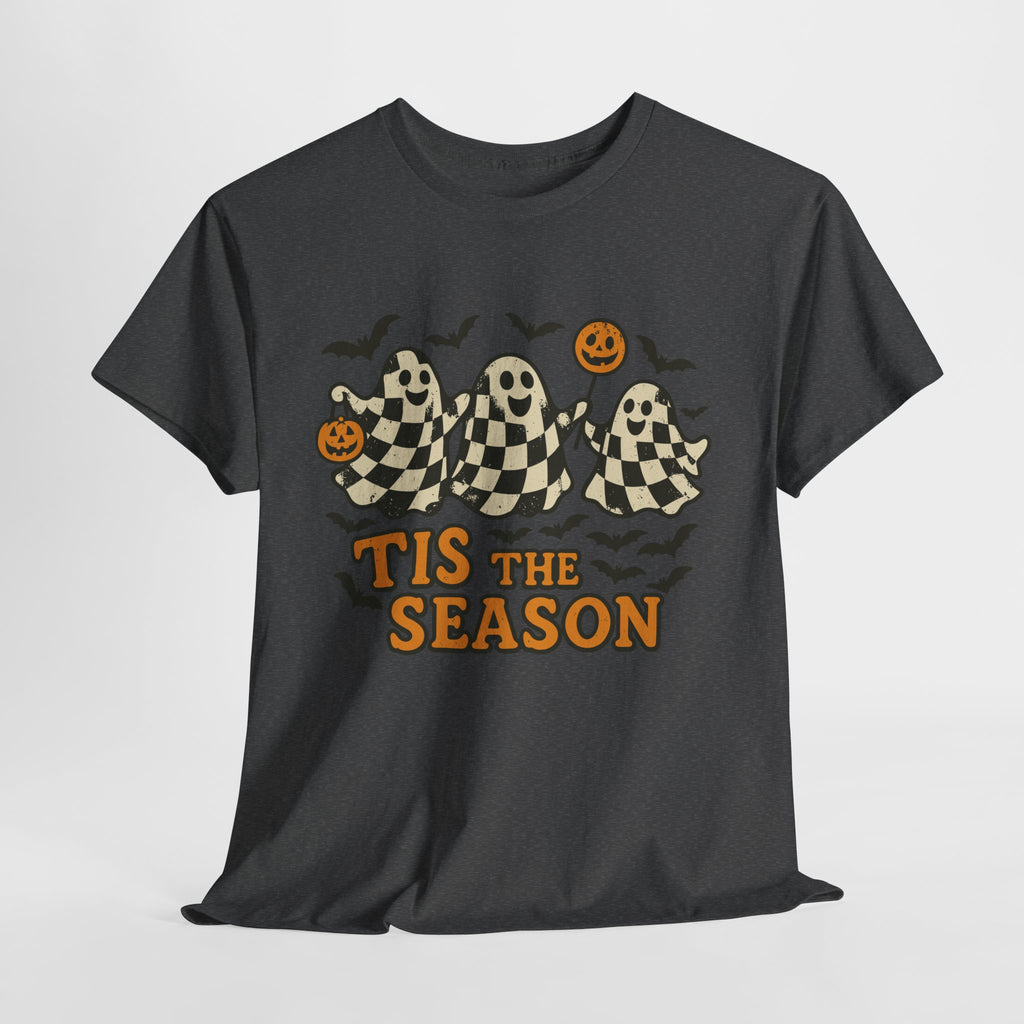 Halloween Ghosts Checker Pattern Unisex Cotton Tee