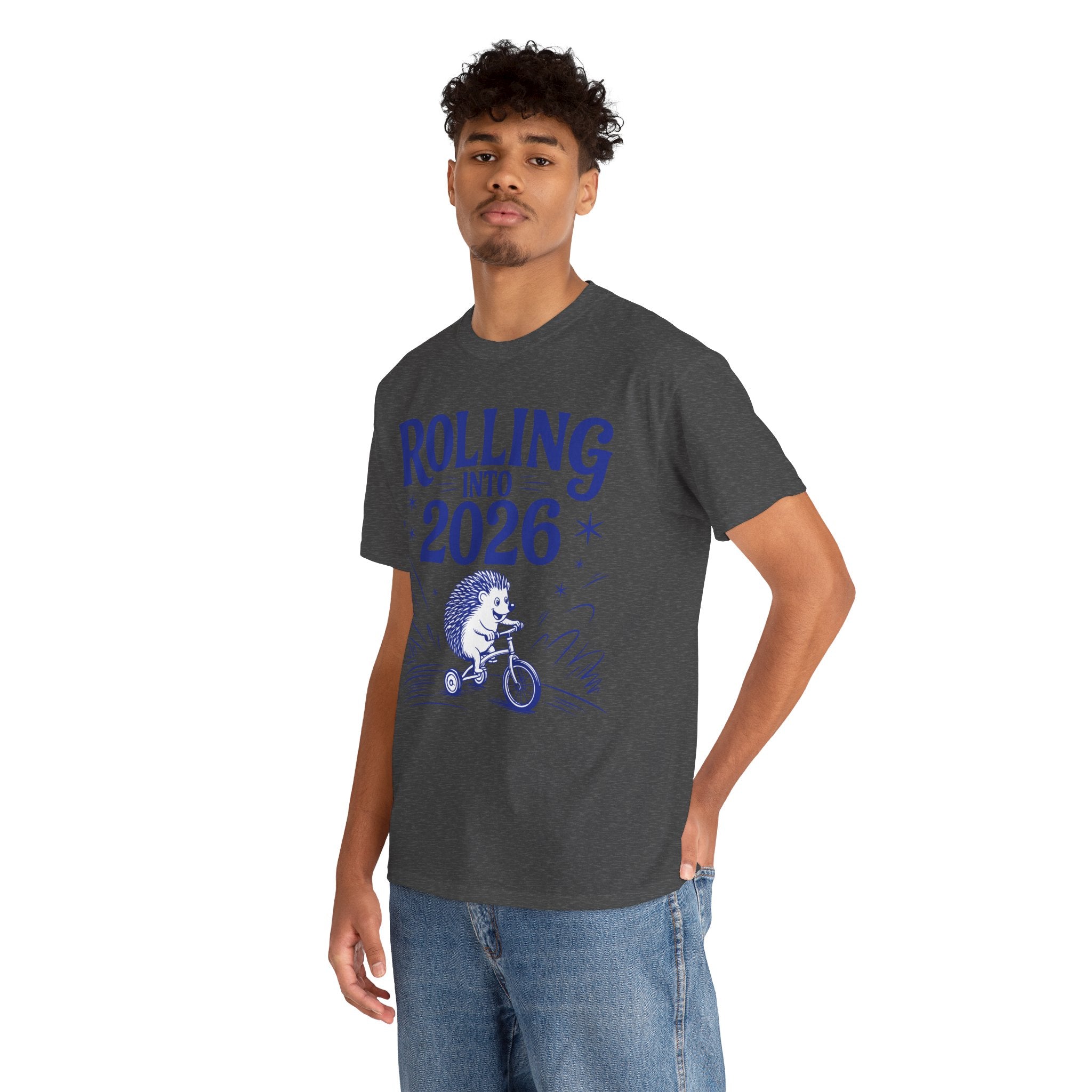 Rolling Into 2026 Hedgehog Tricycle Unisex Cotton Tee