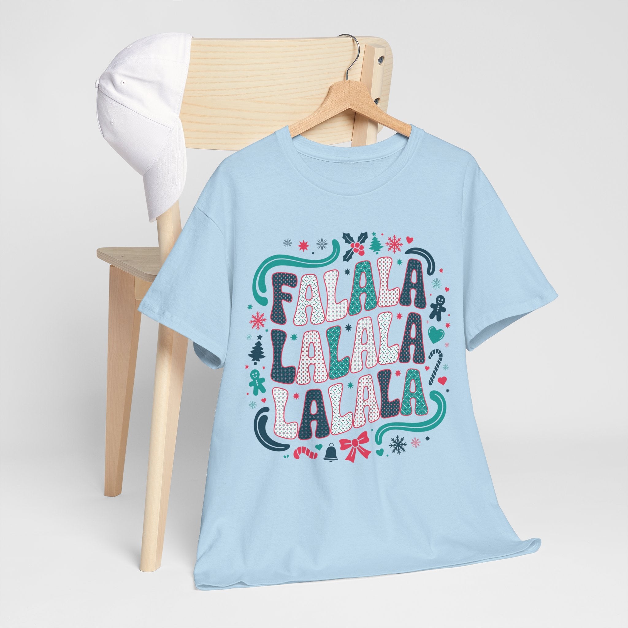 Fa La La La La Christmas T-Shirt — Festive Candy Cane & Gingerbread Holiday Unisex Cotton Tee