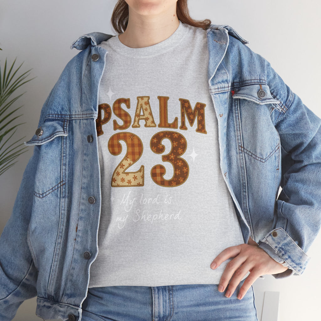 Psalm 23 Floral Tee — “My Lord Is My Shepherd” Stitched-Text Unisex Cotton Tee