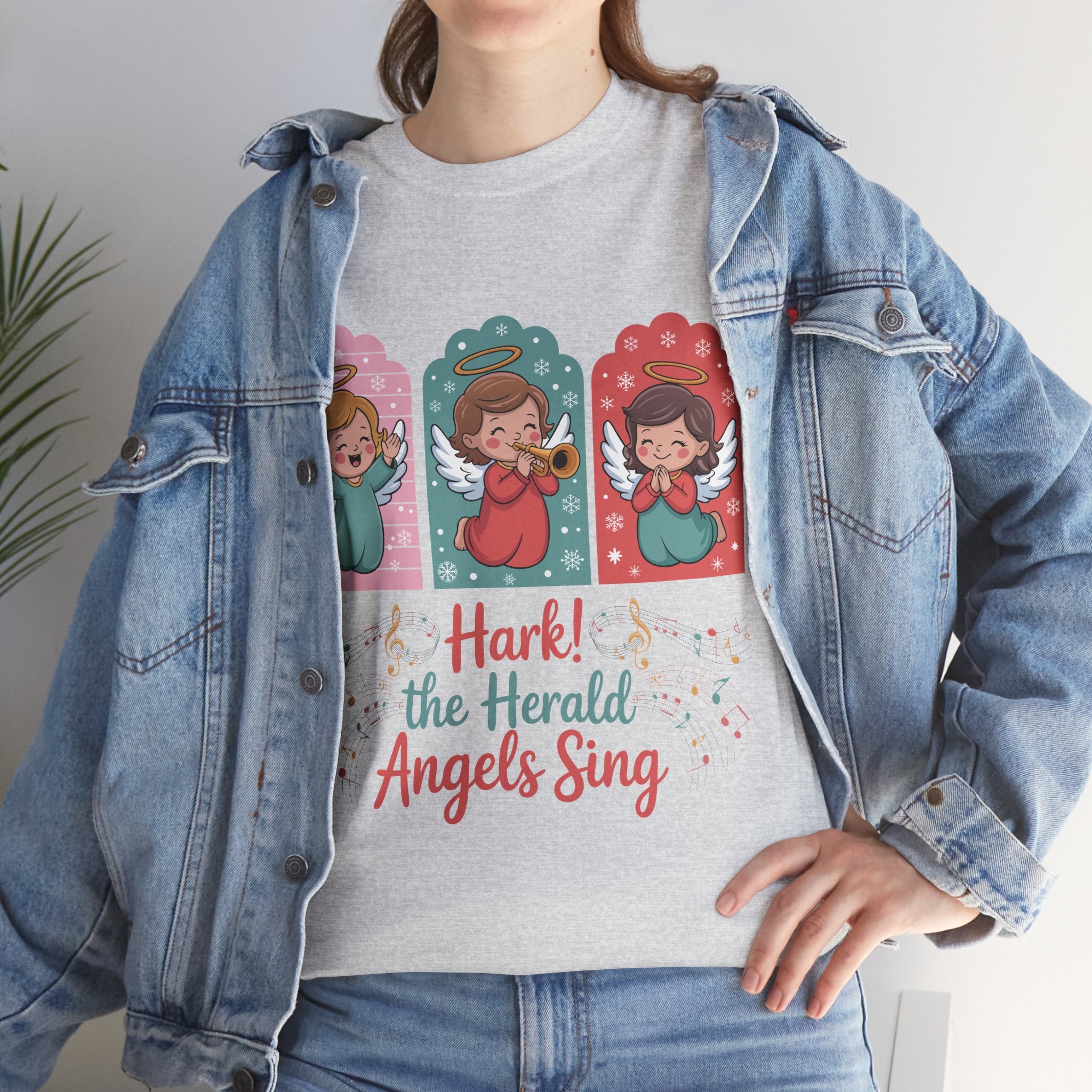 Hark! The Herald Angels Sing Tee — Three Singing Angels Christmas Unisex Cotton T-Shirt