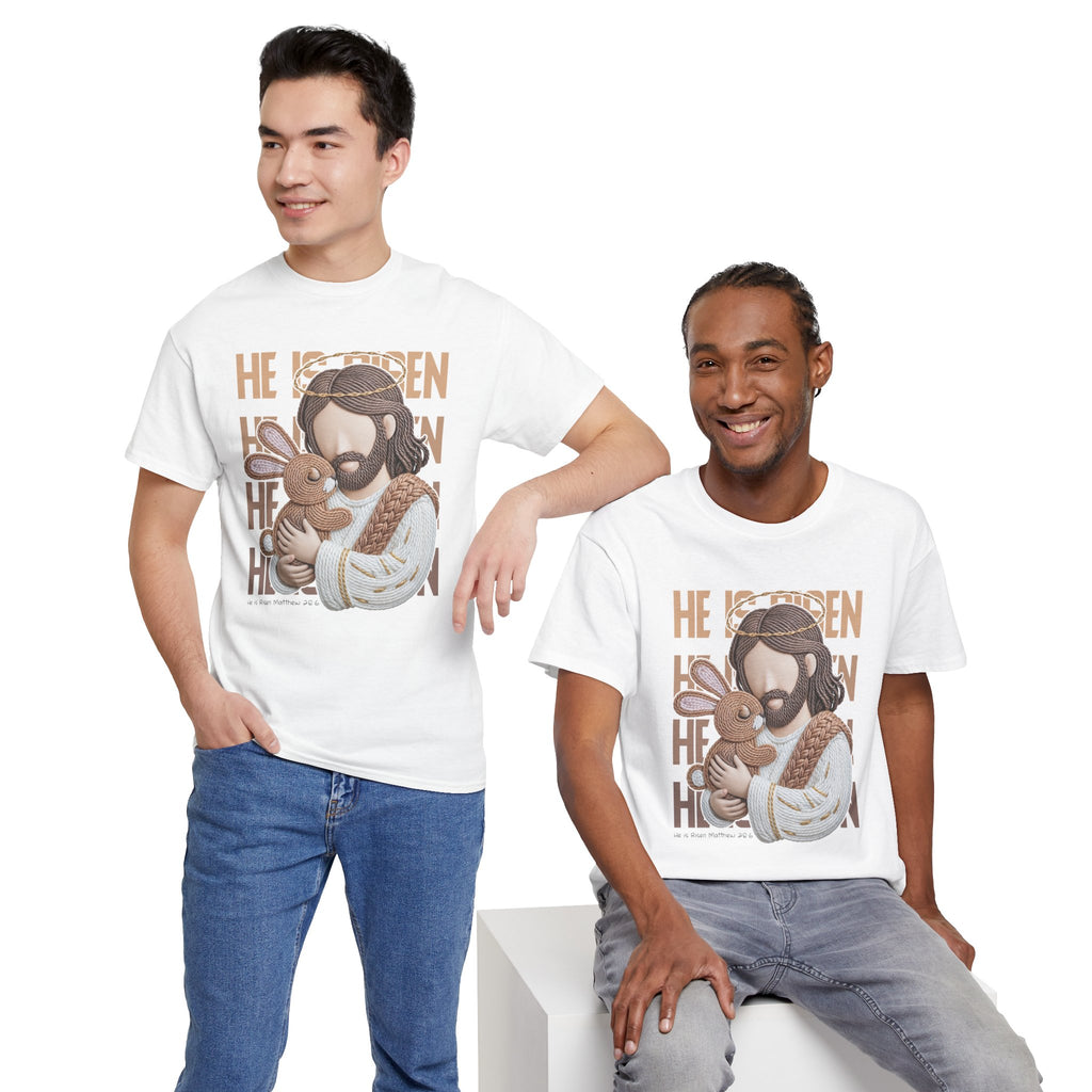 He Is Risen Matthew 28:6 Jesus With Lamb Unisex Cotton T-Shirt