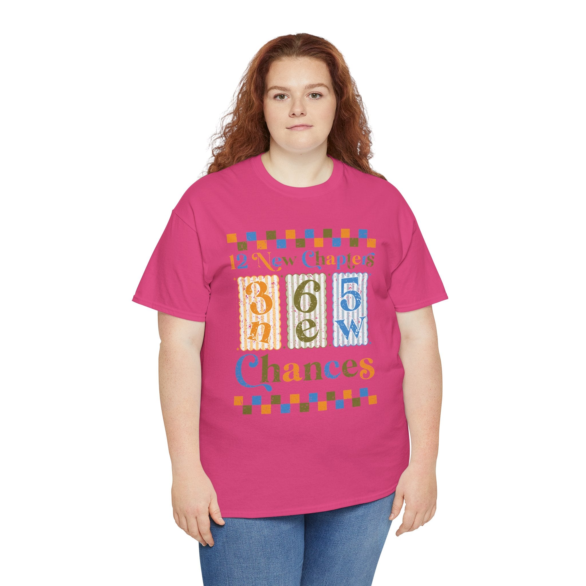 Retro '12 New Chapters, 365 New Chances' T-Shirt — Colorful Distressed Vintage Unisex Cotton Tee