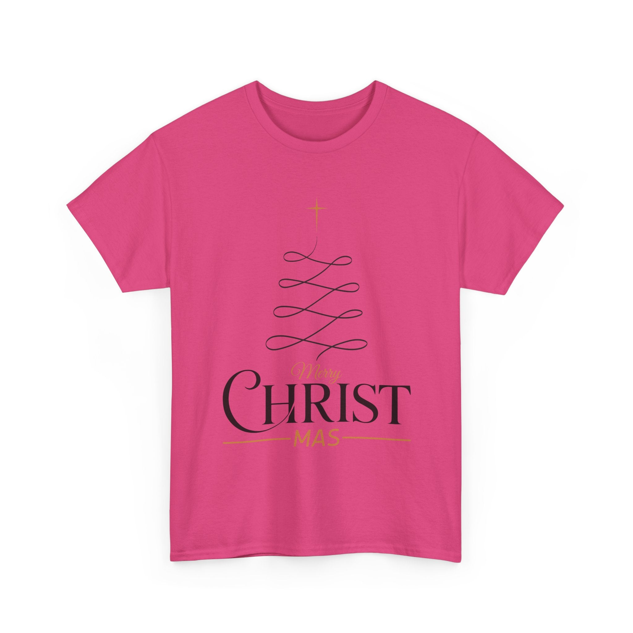 Merry Christmas Gold Cross Tree Unisex Cotton Tee