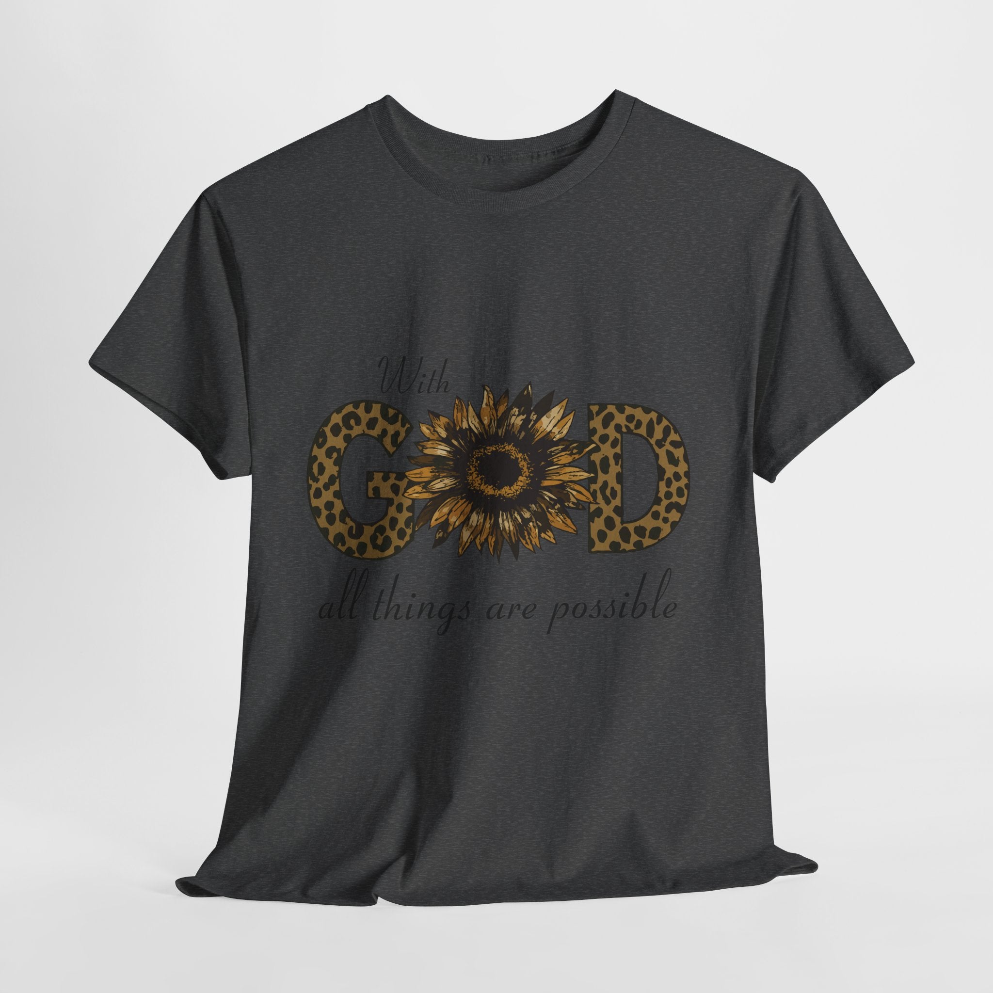 GOD Leopard Print Sunflower Unisex Cotton Tee