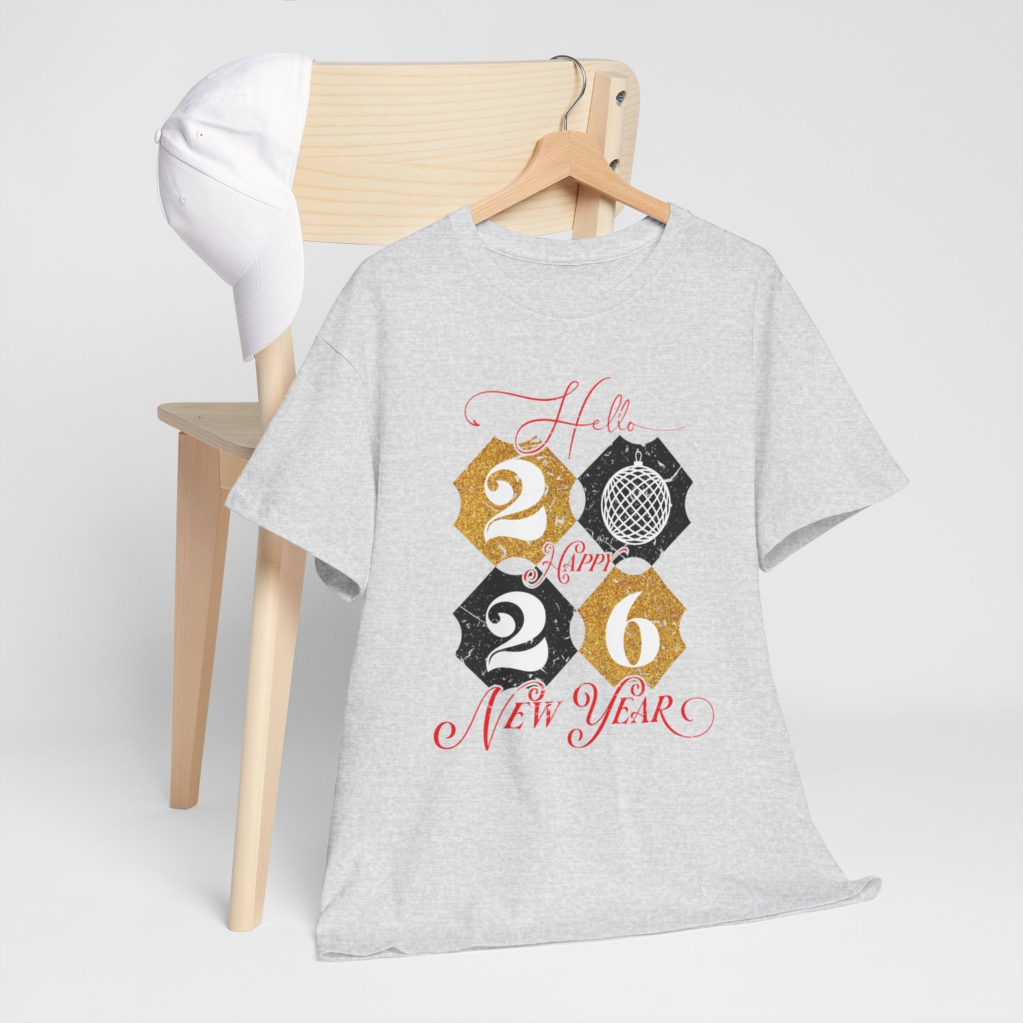 2026 Happy New Year Pink Varsity Tee — Fireworks Party Graphic.Unisex Cotton Tee