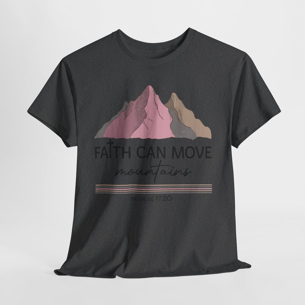 Faith Can Move Mountains Mountain Tee — Pastel Inspirational Christian Unisex Cotton T-Shirt