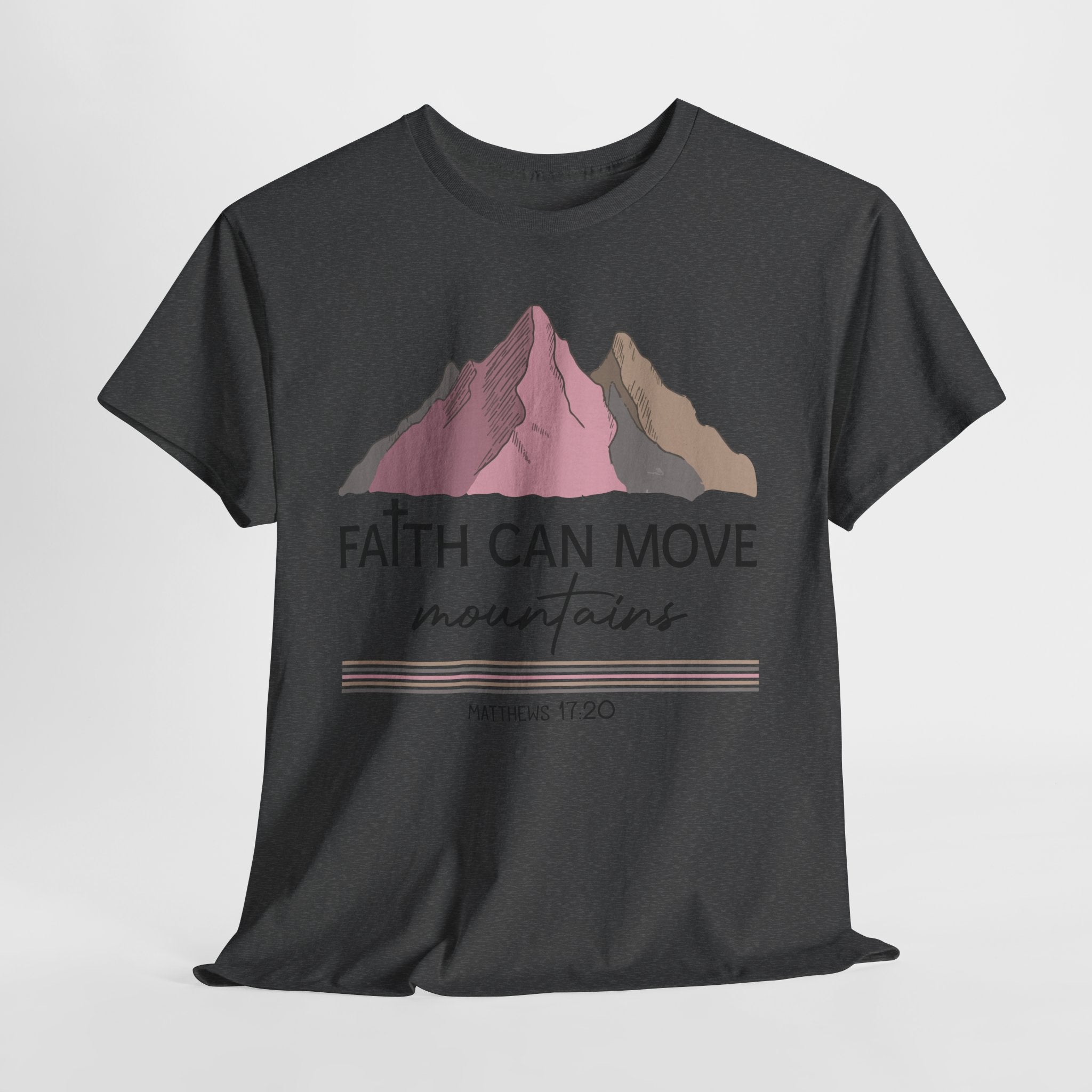 Faith Can Move Mountains Mountain Tee — Pastel Inspirational Christian Unisex Cotton T-Shirt