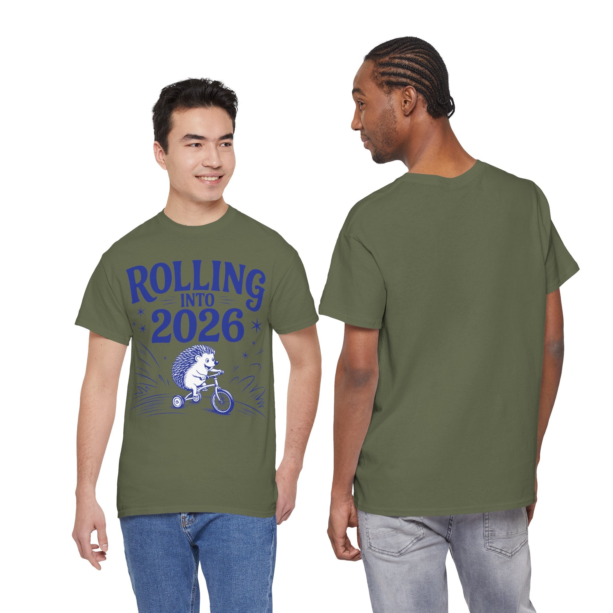 Rolling Into 2026 Hedgehog Tricycle Unisex Cotton Tee