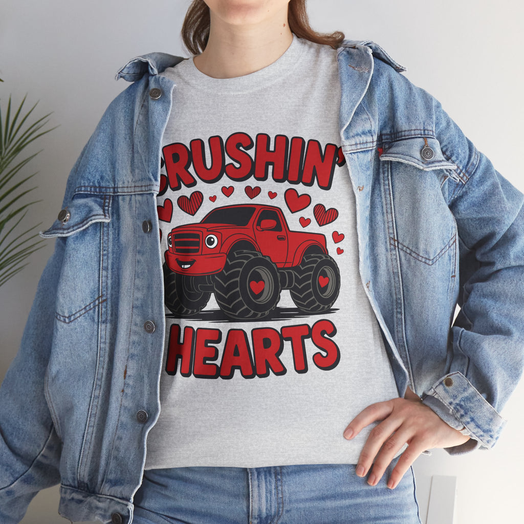 Crushin’ Hearts Valentine Monster Truck Unisex Cotton Tee