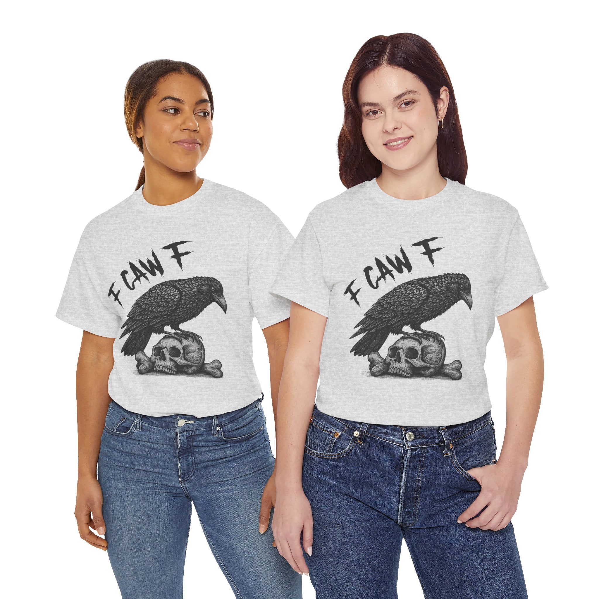 Gothic Crow & Skull T-Shirt — Dark Gothic Skull Unisex Cotton Tee