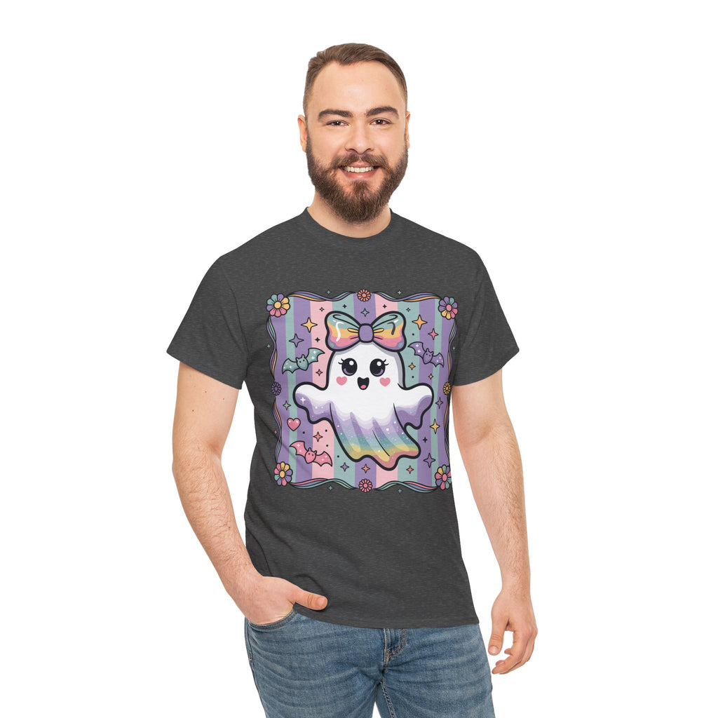 Pastel Ghost Rainbow Bow Unisex Cotton Tee