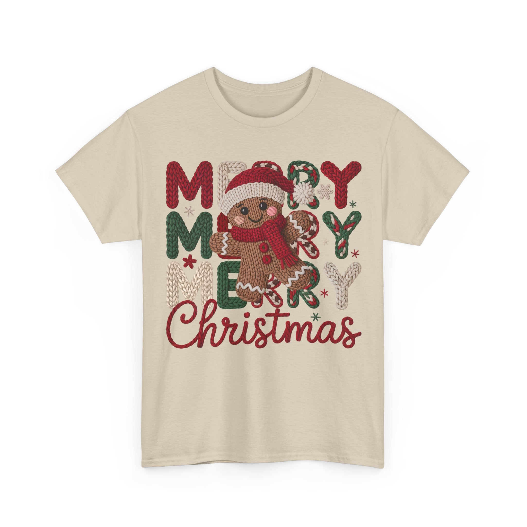 Merry Merry Merry Christmas Gingerbread Unisex Cotton Tee