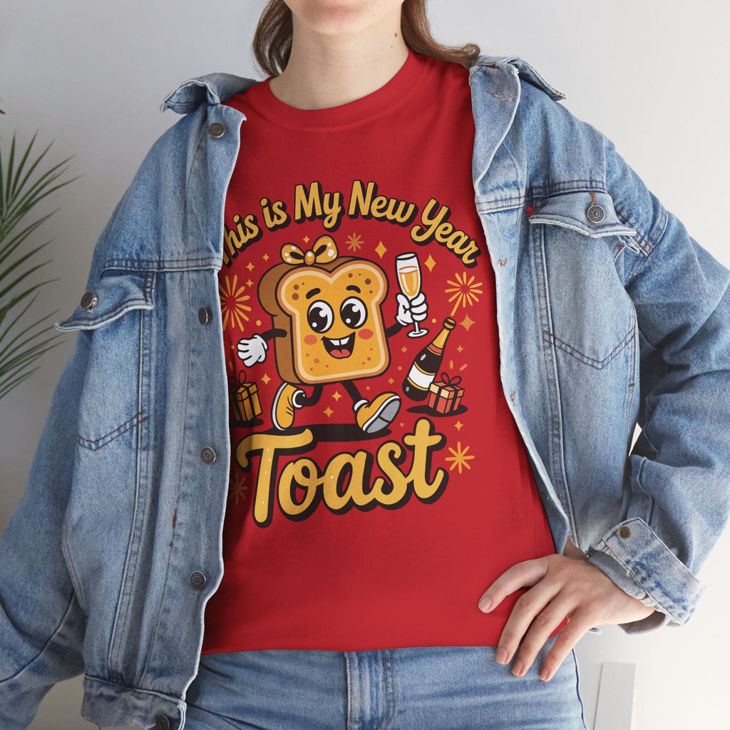 New Year Toast T-Shirt — "This Is My New Year Toast" Champagne & Fireworks Unisex Cotton Tee