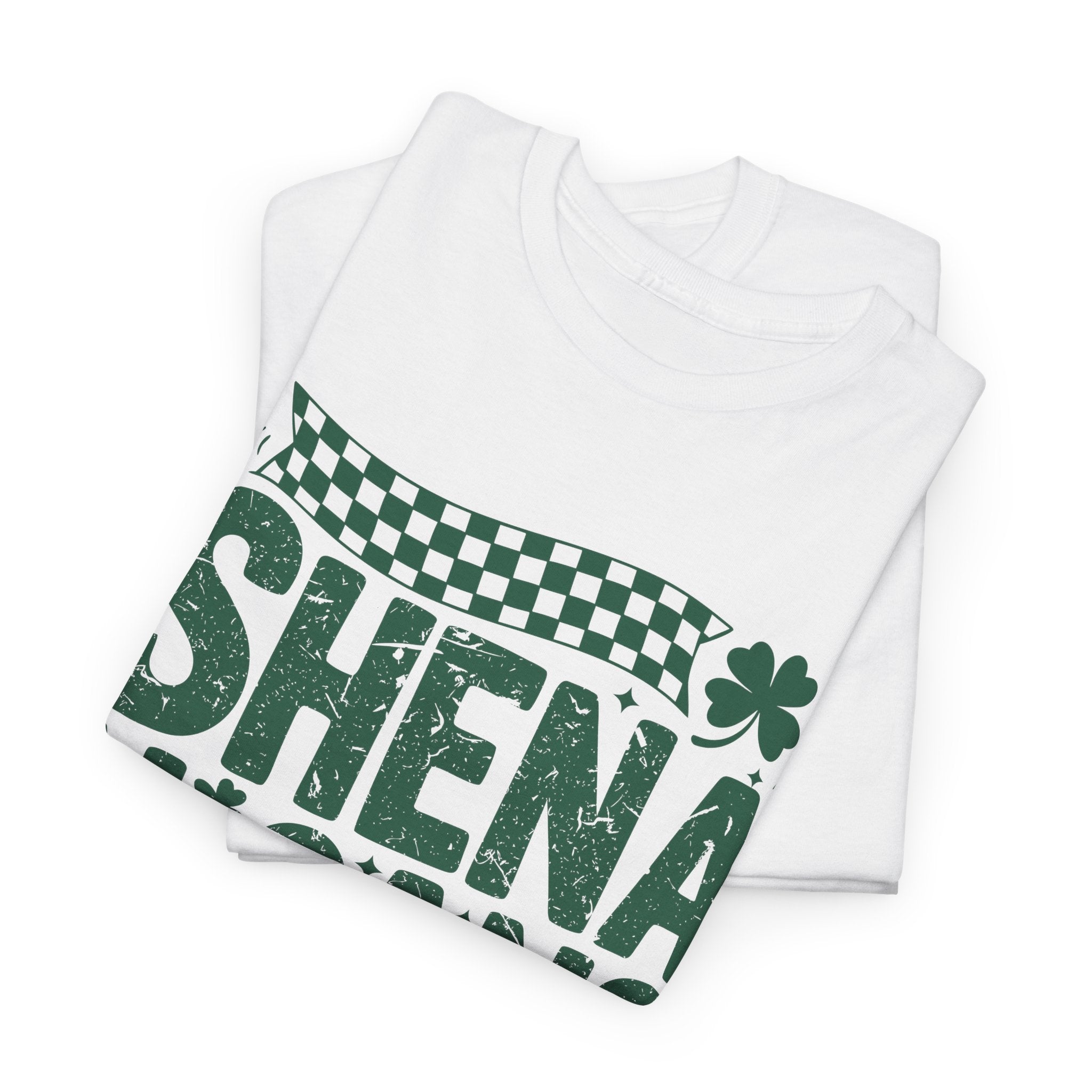 Shenanigans Clover Tee — Bright Green St. Patrick’s Day Shirt with Checkered Flag Unisex Cotton Tee