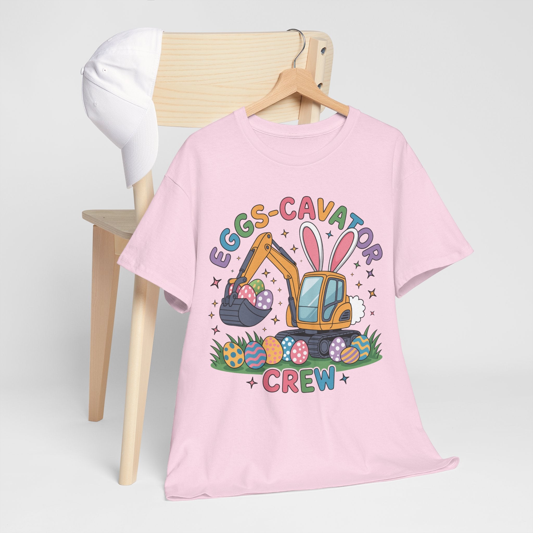 Easter 'Eggs-cavator Crew' Kids Tee — Excavator Bunny & Eggs Unisex Cotton Tee