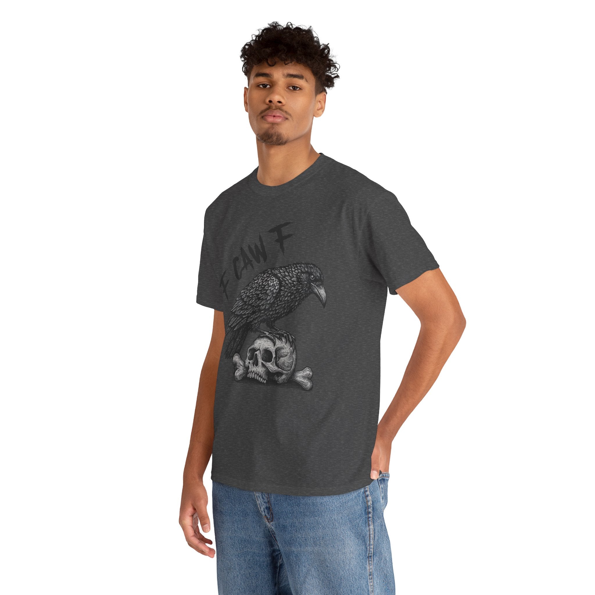 Gothic Crow & Skull T-Shirt — Dark Gothic Skull Unisex Cotton Tee