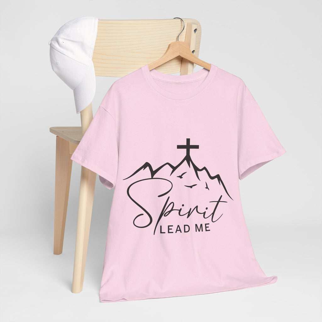 Spirit Lead Me Christian T‑Shirt — Minimalist Cross Unisex Cotton Tee