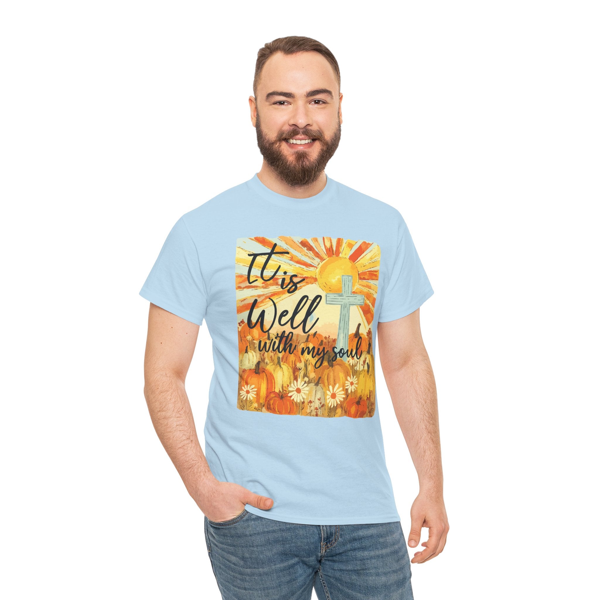 It Is Well With My Soul Pumpkin Sunrise Unisex Cotton T-Shirt