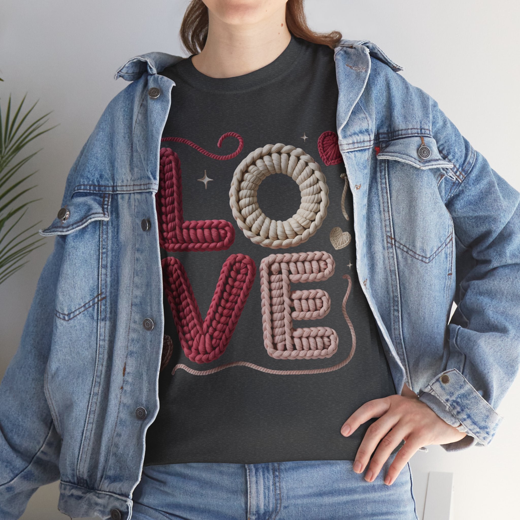 LOVE Faux Yarn Heart Unisex Cotton Tee