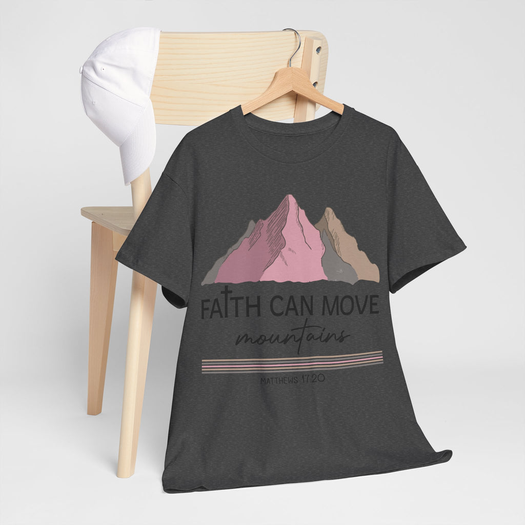 Faith Can Move Mountains Mountain Tee — Pastel Inspirational Christian Unisex Cotton T-Shirt
