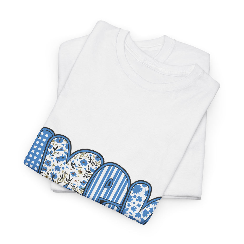 Amen Blue Floral Tee — Decorative Floral Lettering Christian Shirt Unisex Cotton Tee