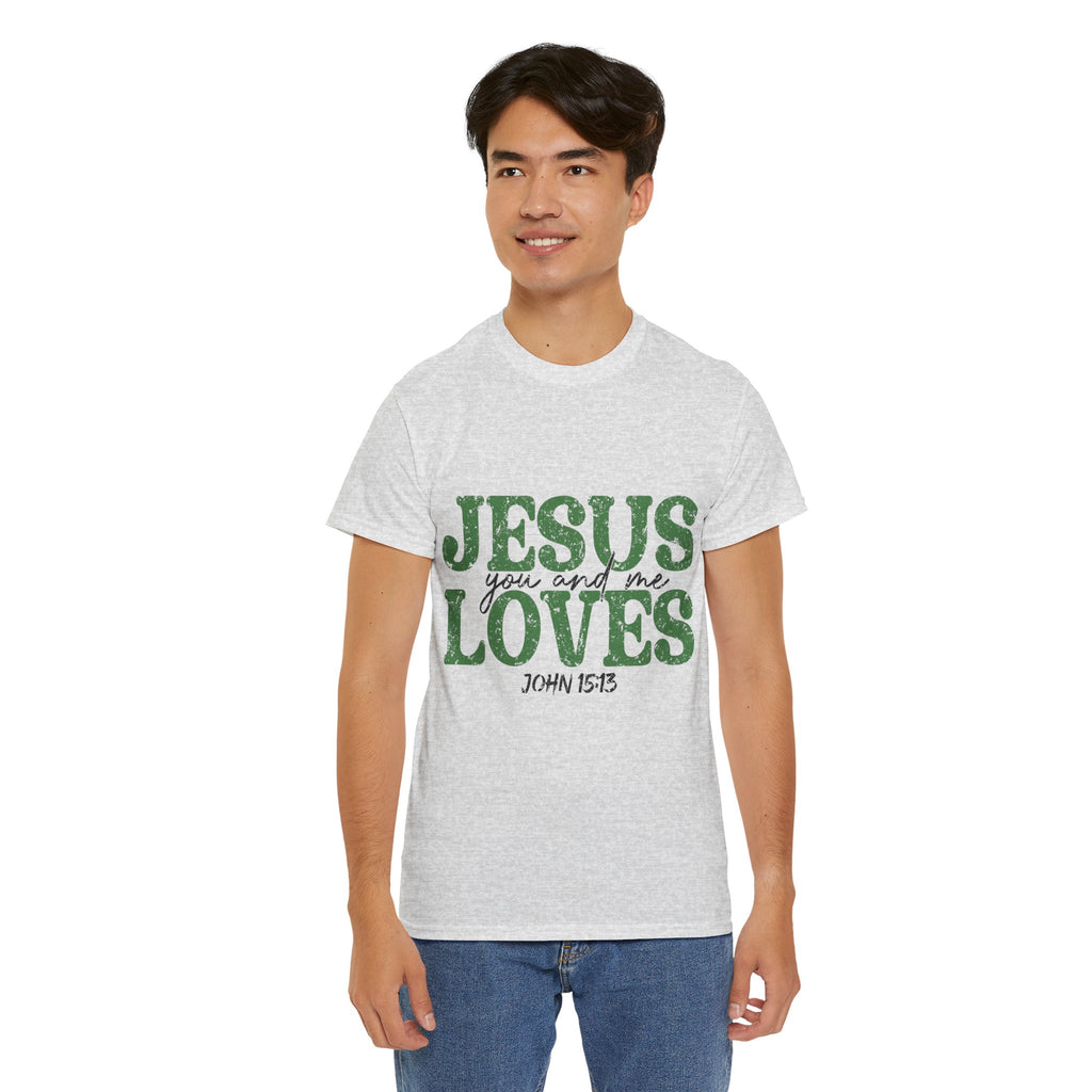 Jesus Loves Vintage Tee — Green Retro Christian Unisex Cotton T-Shirt