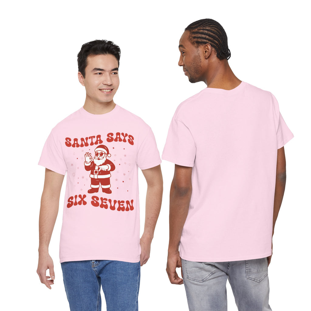 Retro 'Santa Says Six Seven' Christmas Unisex Cotton Tee