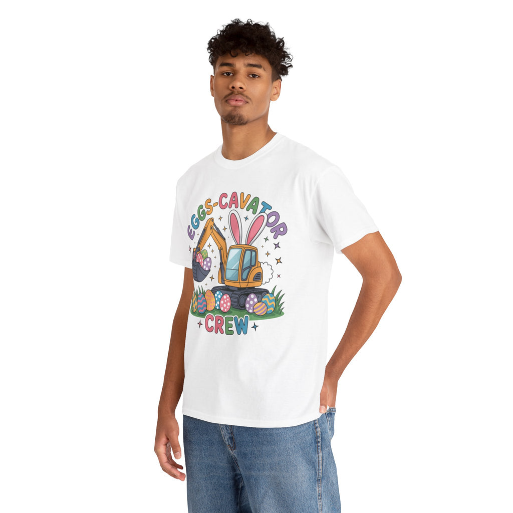 Easter 'Eggs-cavator Crew' Kids Tee — Excavator Bunny & Eggs Unisex Cotton Tee