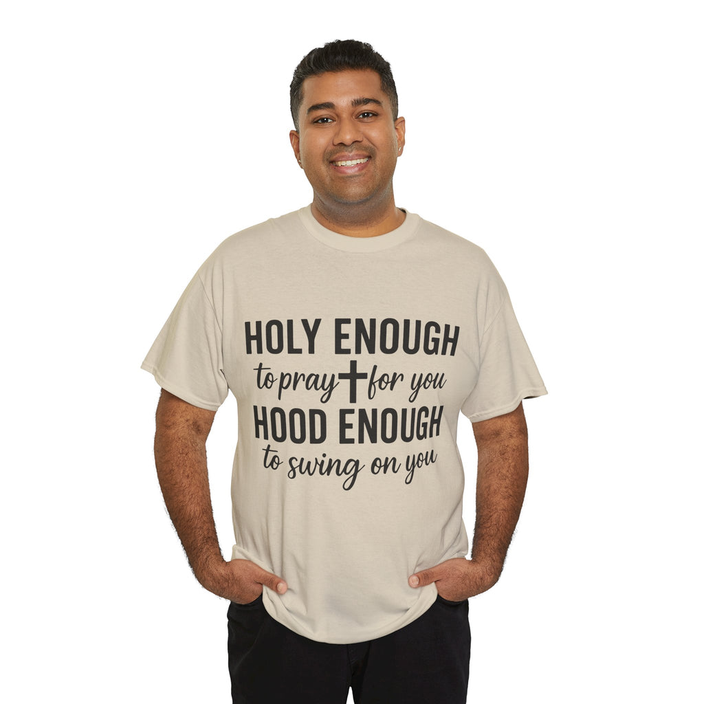Holy Enough Christian T‑Shirt — Modern Hand‑Lettered Faith Unisex CottonTee