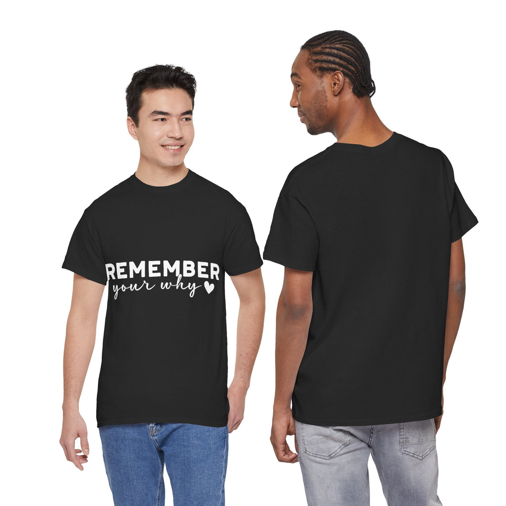 Remember Your Why Tee — Minimalist Heart Motivational Unisex Cotton Tshirt