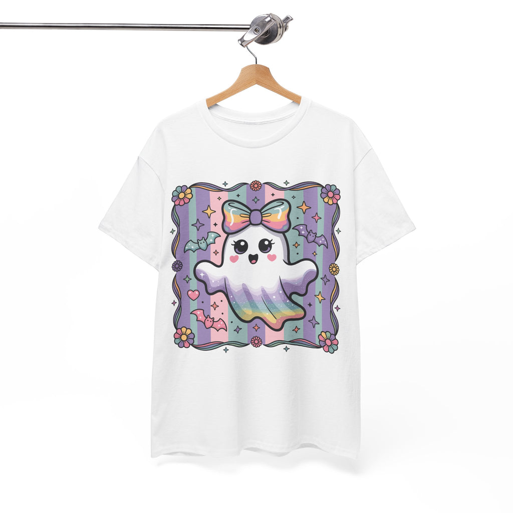 Pastel Ghost Rainbow Bow Unisex Cotton Tee