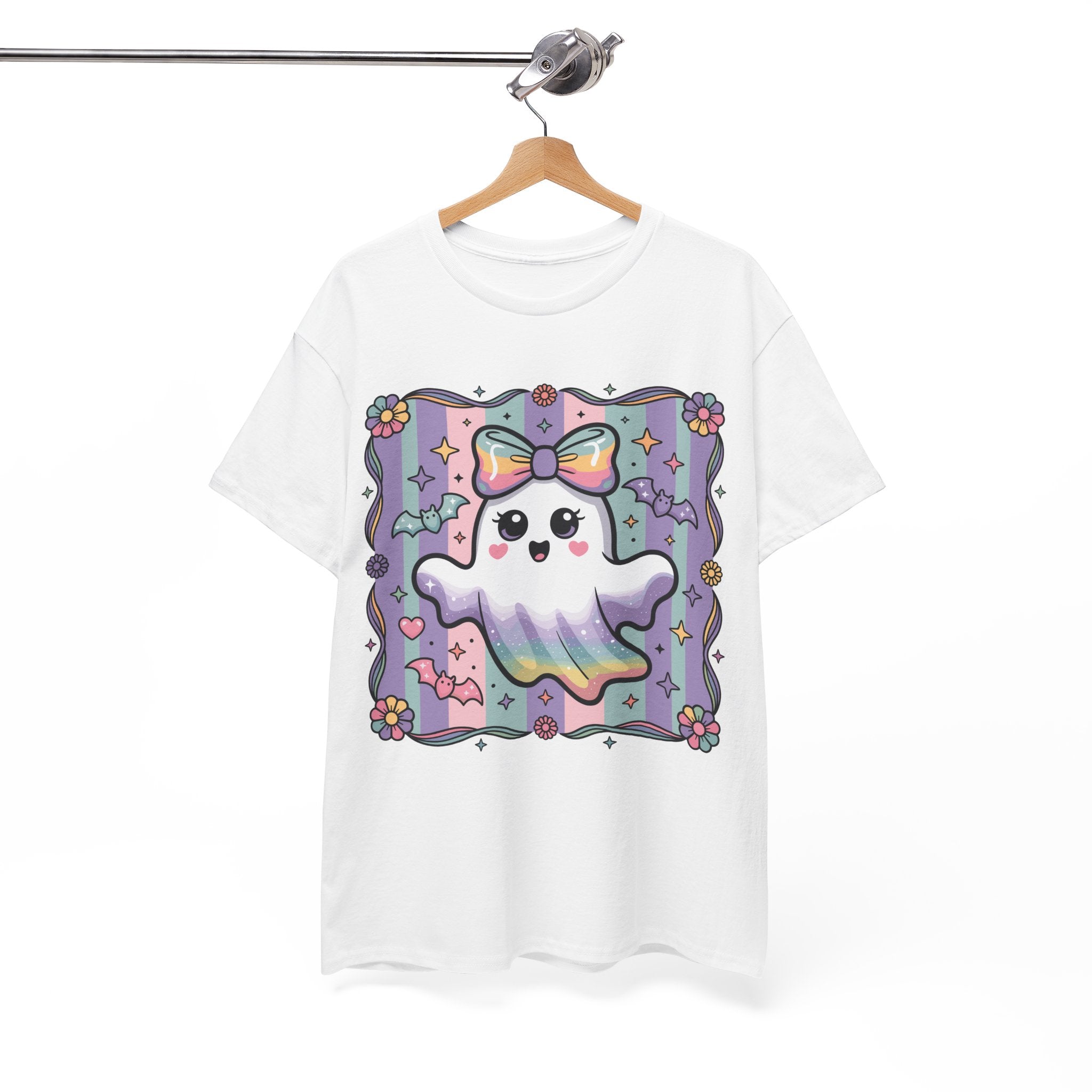 Pastel Ghost Rainbow Bow Unisex Cotton Tee