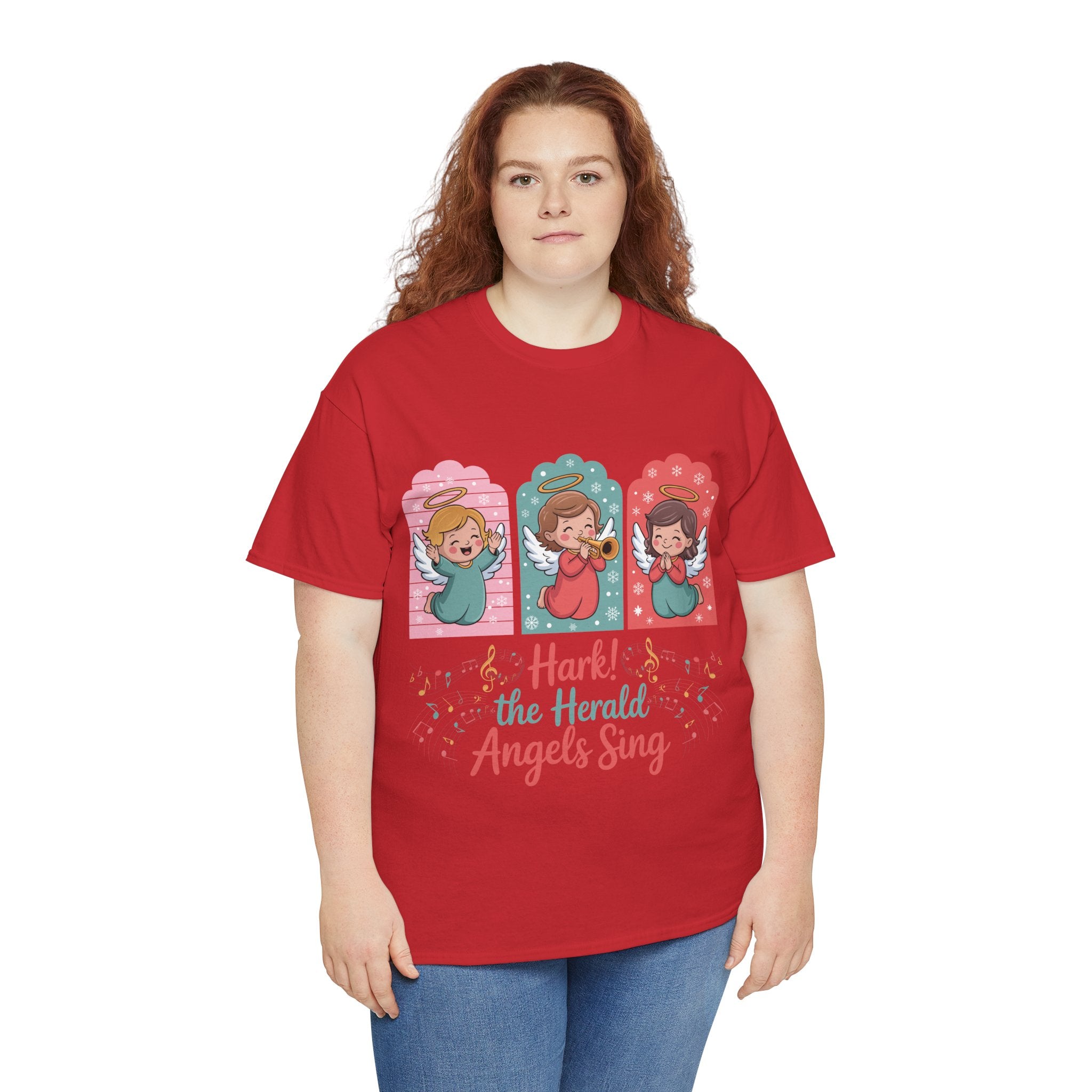 Hark! The Herald Angels Sing Tee — Three Singing Angels Christmas Unisex Cotton T-Shirt