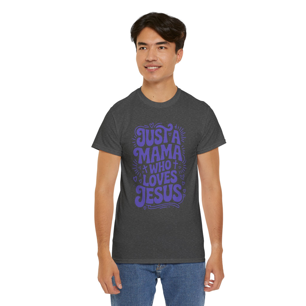 Mama Who Loves Jesus T-Shirt — Bright Green Bubbly Faith Unisex Cotton Tee