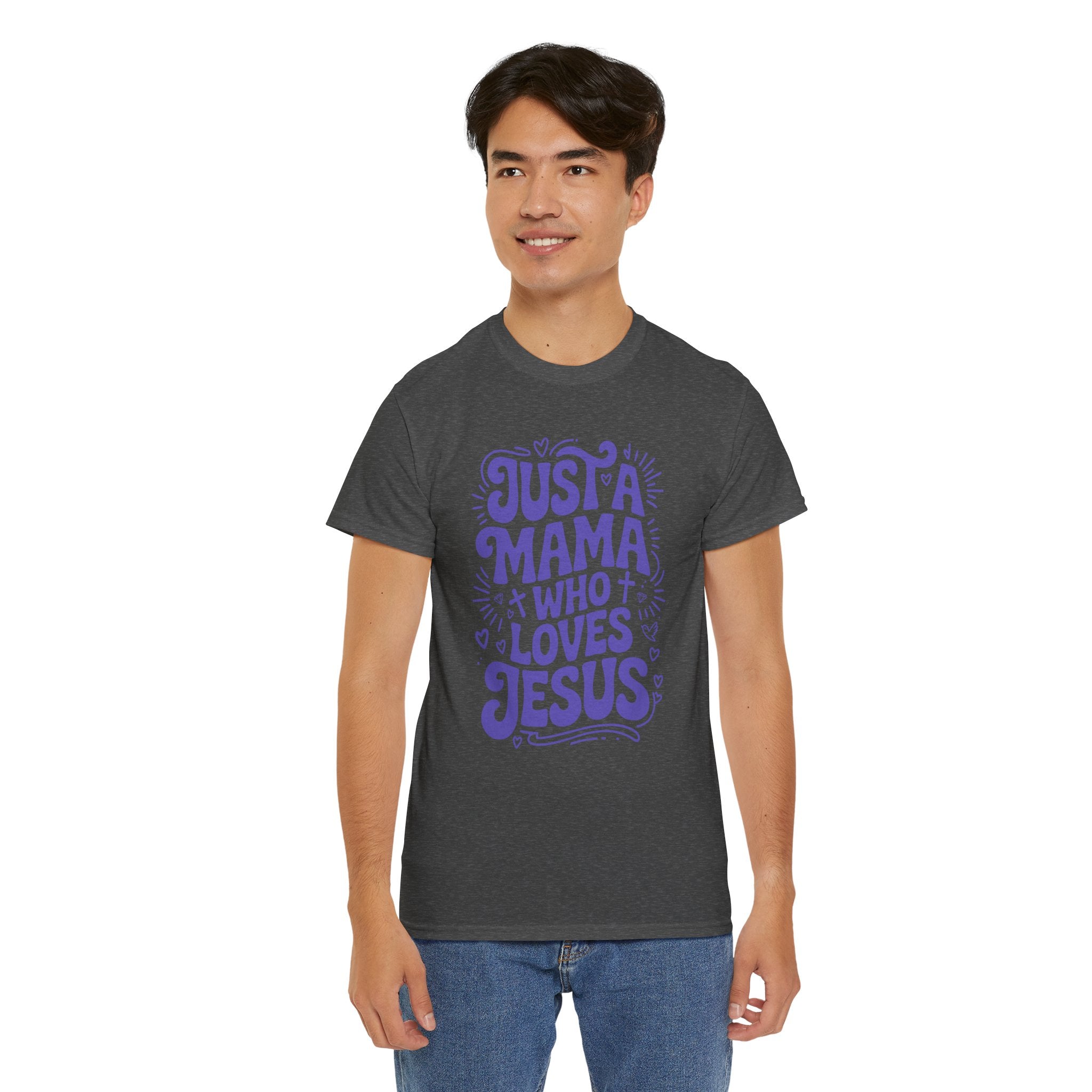Mama Who Loves Jesus T-Shirt — Bright Green Bubbly Faith Unisex Cotton Tee