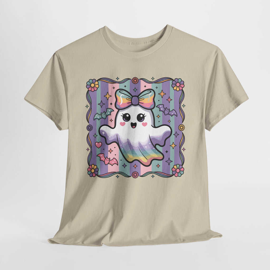 Pastel Ghost Rainbow Bow Unisex Cotton Tee