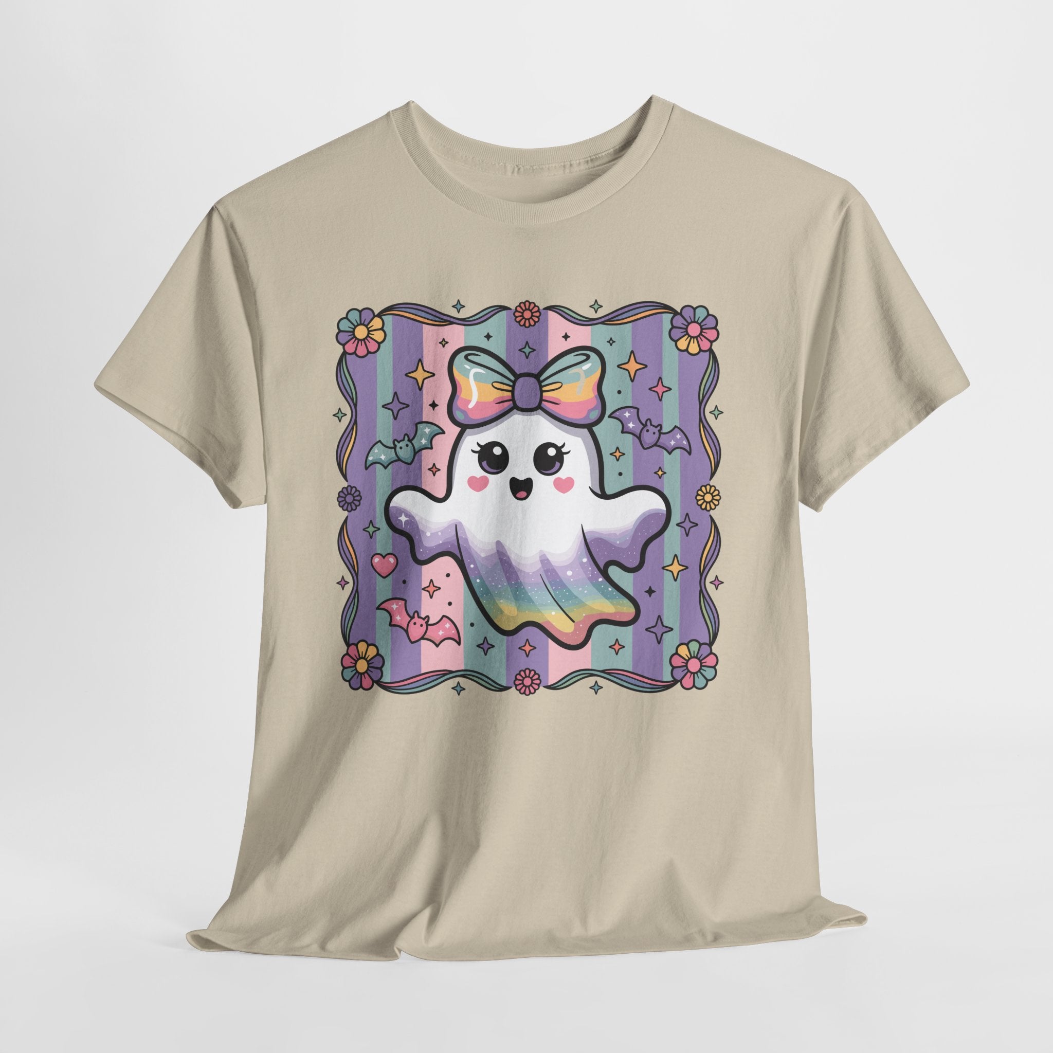 Pastel Ghost Rainbow Bow Unisex Cotton Tee