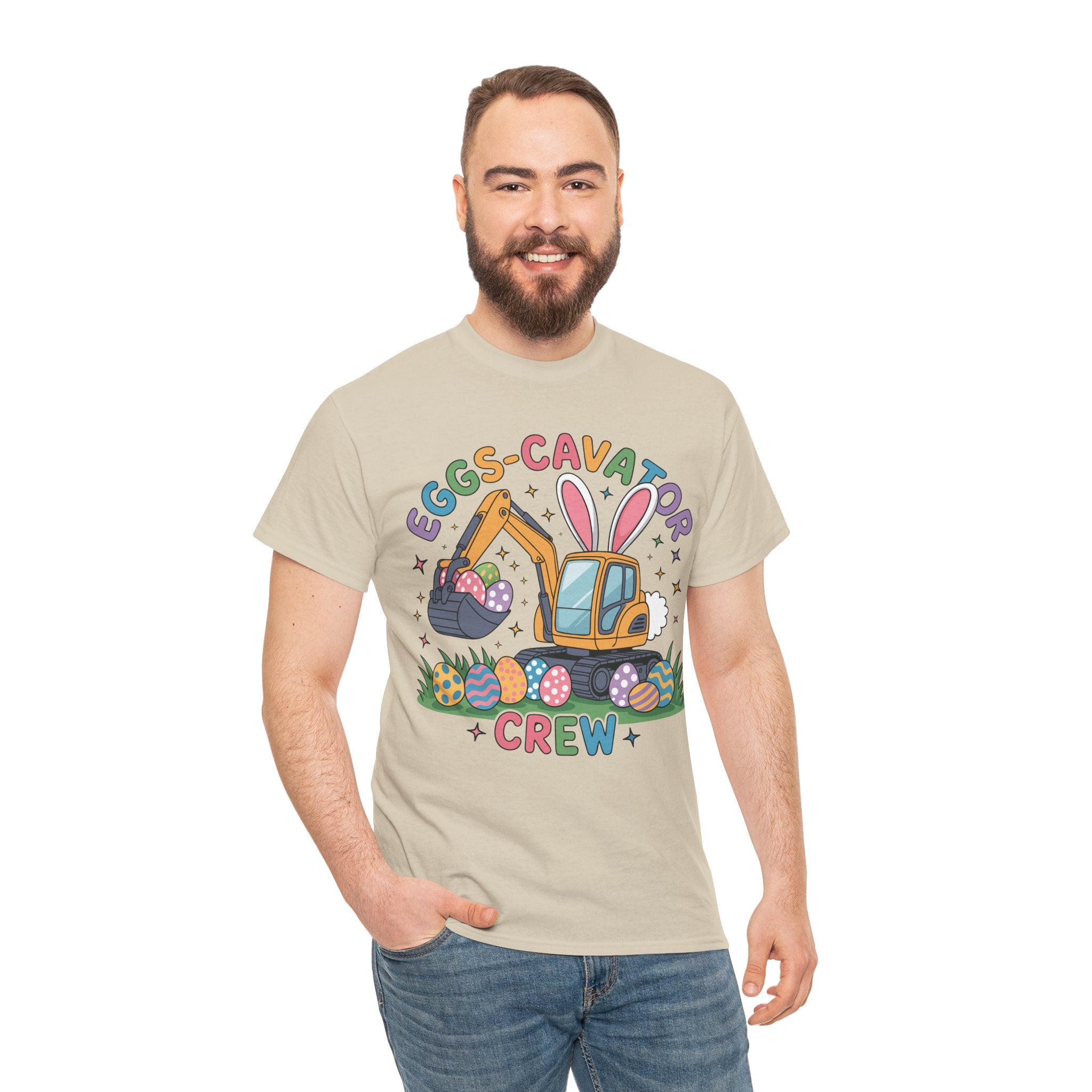 Easter 'Eggs-cavator Crew' Kids Tee — Excavator Bunny & Eggs Unisex Cotton Tee