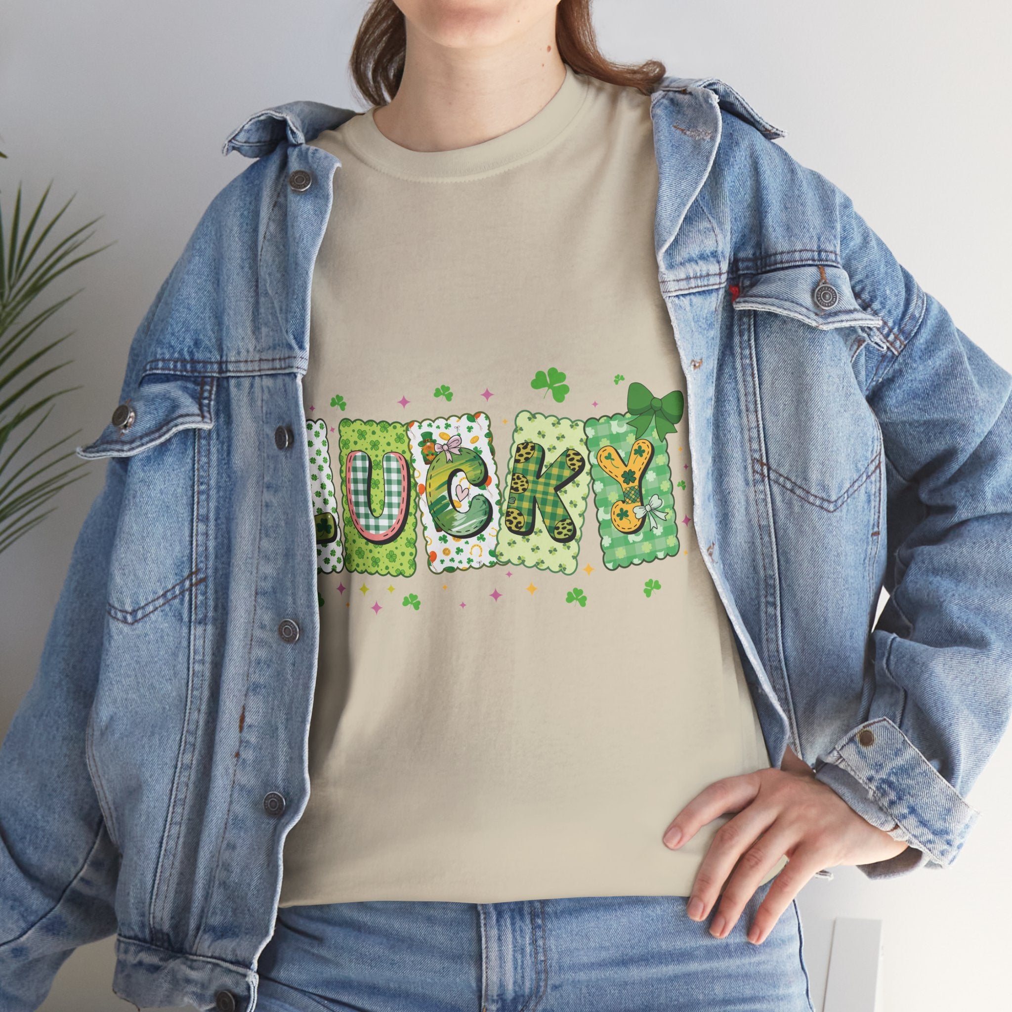 Lucky Patchwork Plaid Clover Tee — St. Patrick’s Day Unisex Cotton T-Shirt