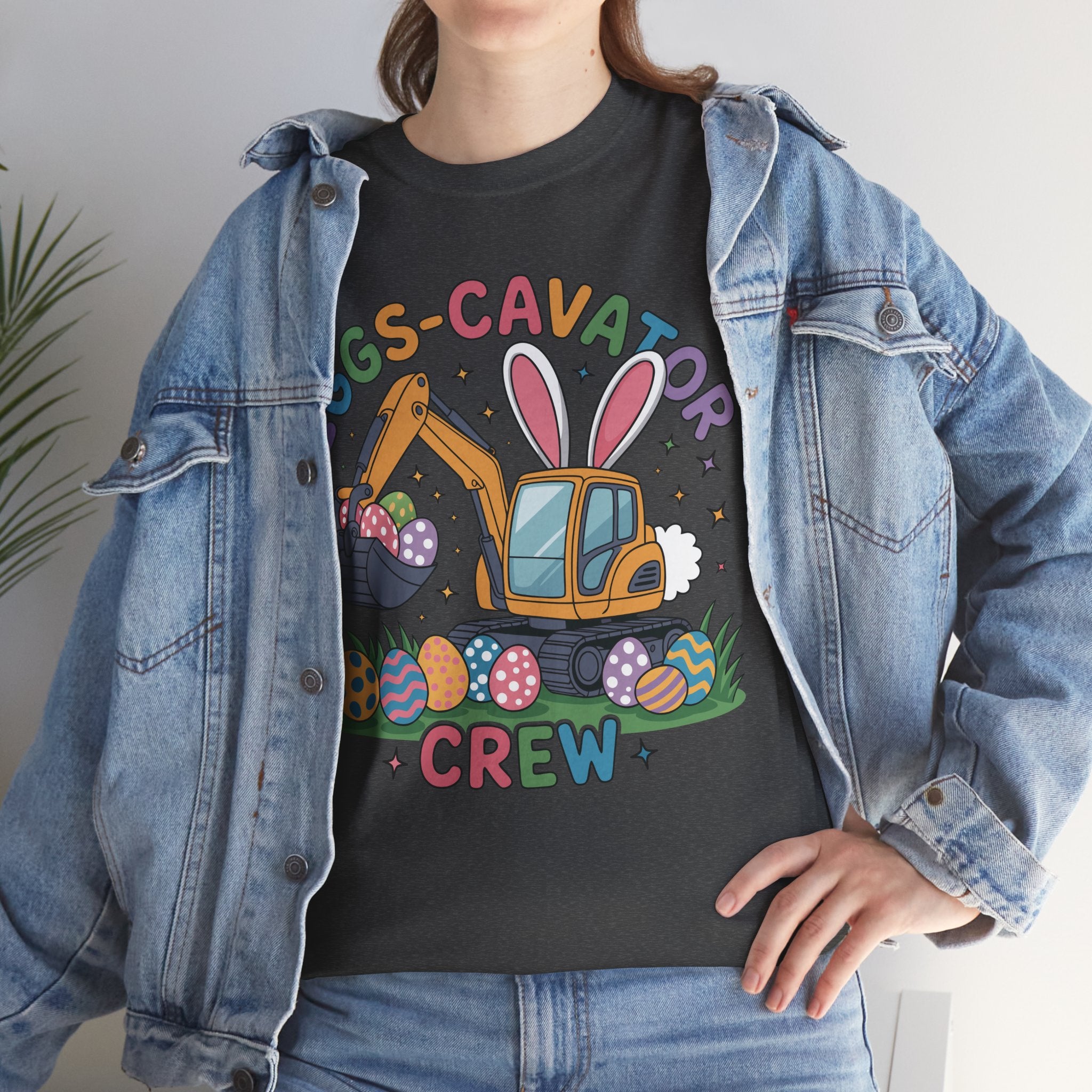 Easter 'Eggs-cavator Crew' Kids Tee — Excavator Bunny & Eggs Unisex Cotton Tee