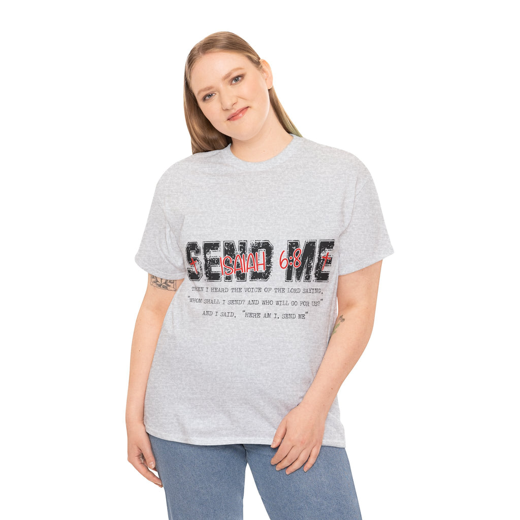 Here I Am Send Me Isaiah 6:8 T-Shirt — Christian Cross Graphic Unisex Cotton Tee