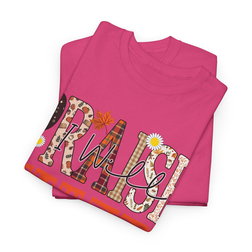 Praise Him In Every Tee — Fall Daisies & Leaf Floral Graphic Unisex Cotton T-Shirt