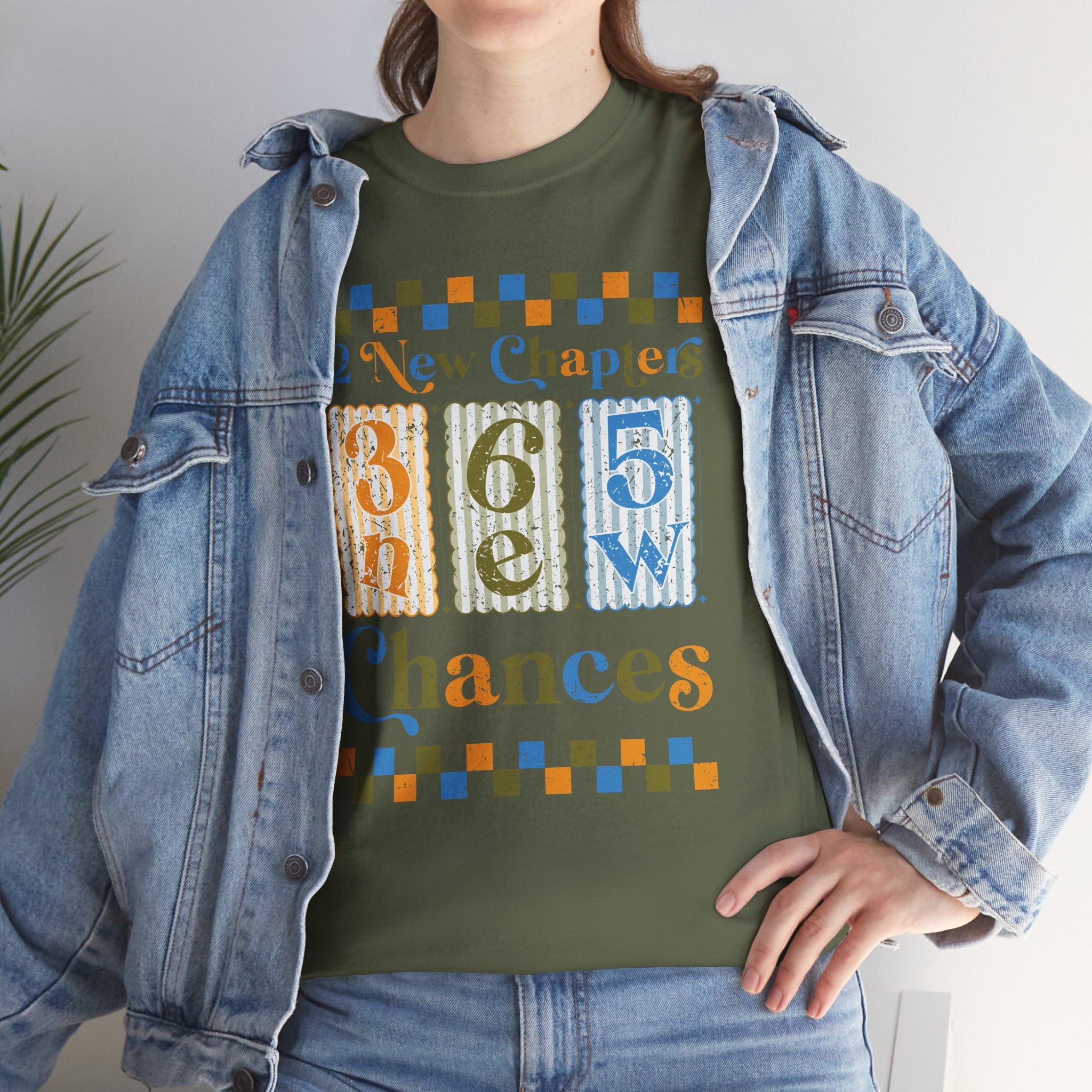 Retro '12 New Chapters, 365 New Chances' T-Shirt — Colorful Distressed Vintage Unisex Cotton Tee