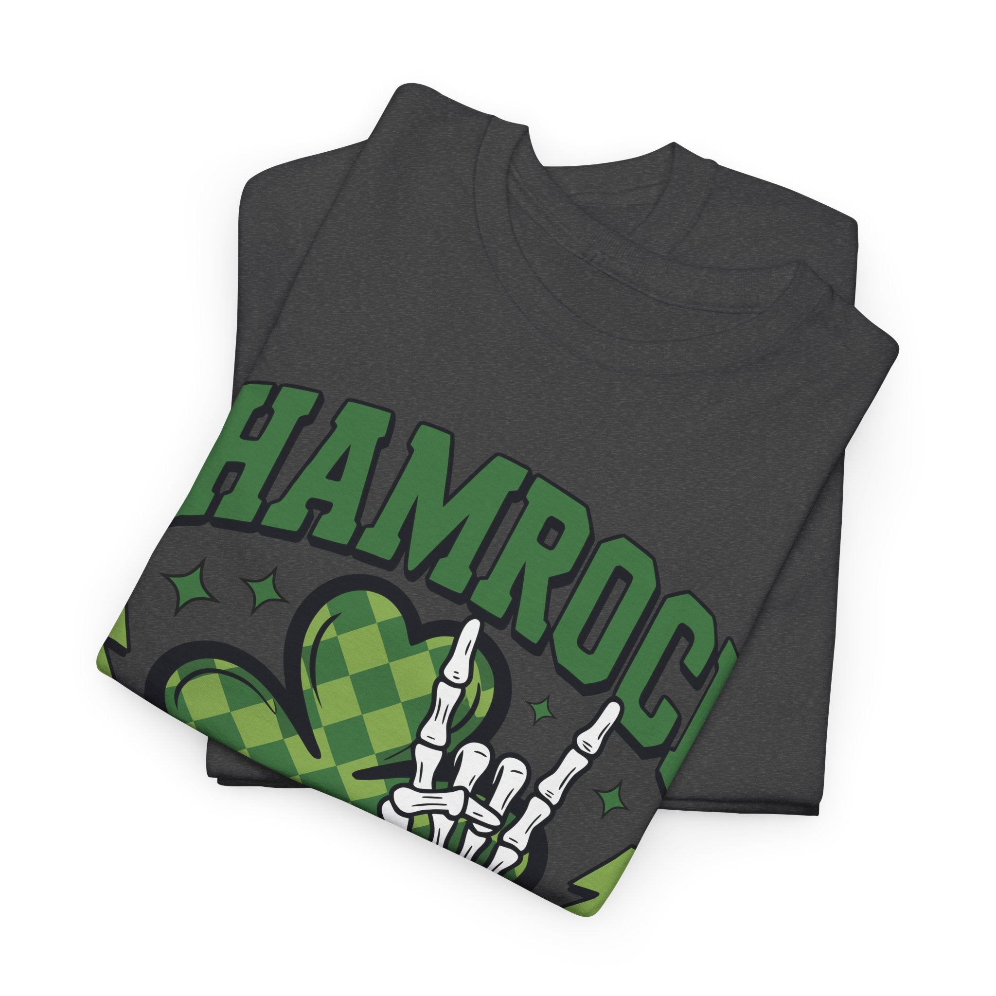 Shamrock and Roll Tee — Skeleton Hand & Lightning St. Patrick’s Rock Unisex Cotton Shirt