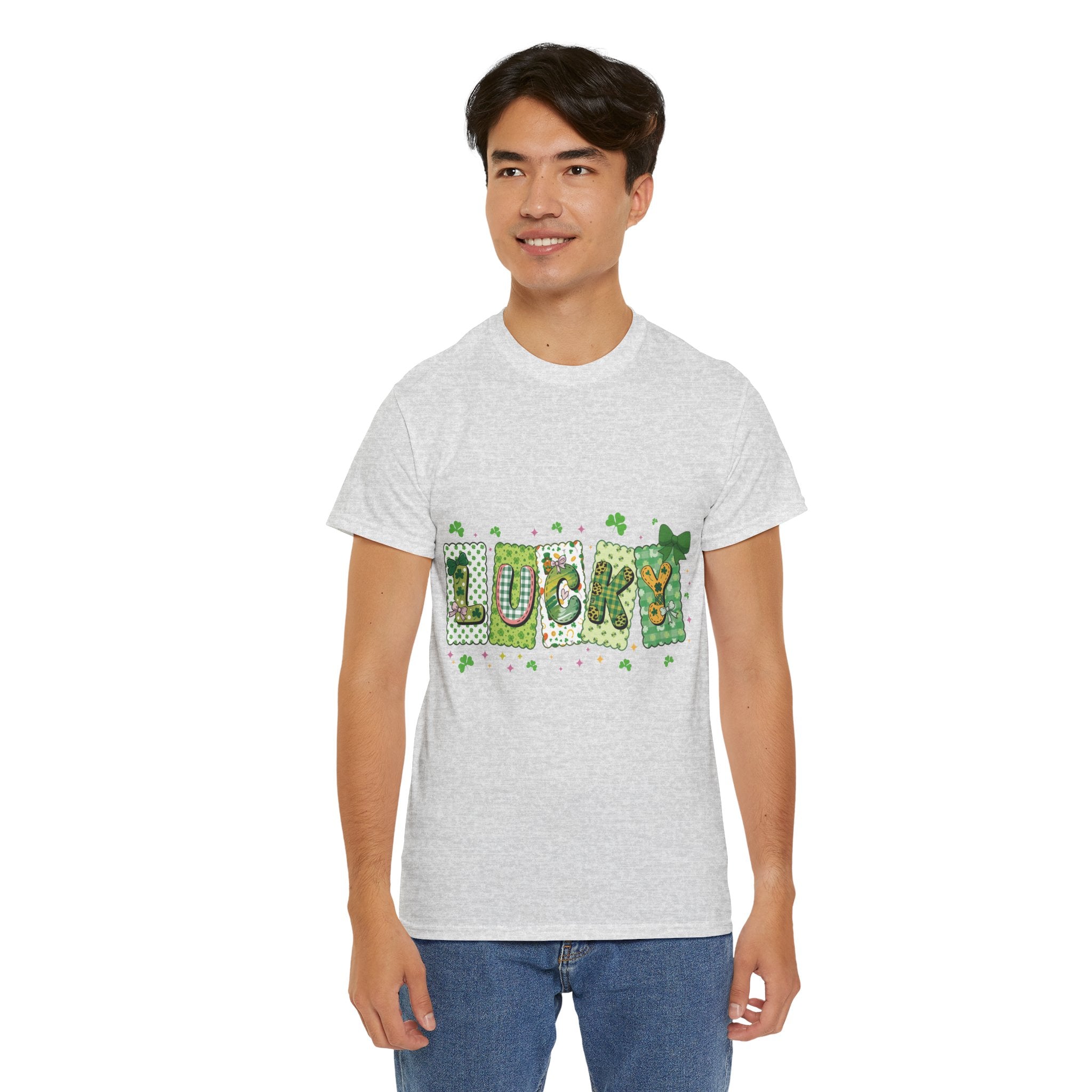 Lucky Patchwork Plaid Clover Tee — St. Patrick’s Day Unisex Cotton T-Shirt