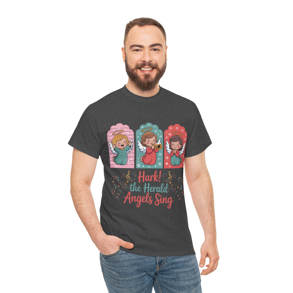 Hark! The Herald Angels Sing Tee — Three Singing Angels Christmas Unisex Cotton T-Shirt